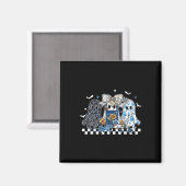 Retro Halloween Blue Denim Ghost Coquette Patchwor Magnet (Vorderseite/Rückseite)