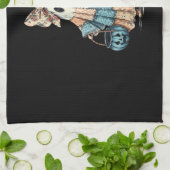 Retro Halloween Blue Denim Ghost Geschirrtuch (Gefaltet)