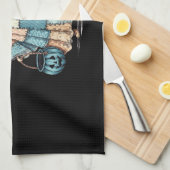 Retro Halloween Blue Denim Ghost Geschirrtuch (Viertel Falte)