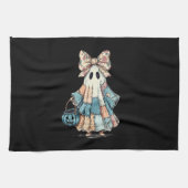 Retro Halloween Blue Denim Ghost Geschirrtuch (Horizontal)