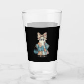 Retro Halloween Blue Denim Ghost Glas (Vorderseite)