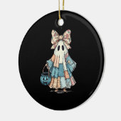 Retro Halloween Blue Denim Ghost Keramik Ornament (Links)