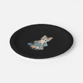 Retro Halloween Blue Denim Ghost Pappteller (Schrägansicht)