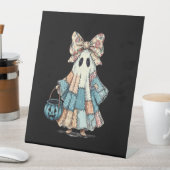 Retro Halloween Blue Denim Ghost Sockelschild (In Situ)