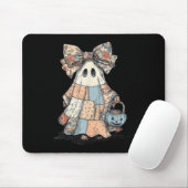 Retro Halloween Blue Denim Patchwork Quilt Ghost S Mousepad (Mit Mouse)