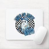 Retro Halloween Blue Denim Patchwork Spooky Ghost Mousepad (Mit Mouse)