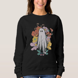 Retro-Halloween-Blumen-Geist Gruselige Saison Hall Sweatshirt