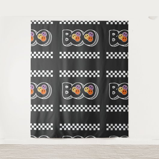 Retro Halloween Boo Niedlich Wandteppich (Vorderseite)