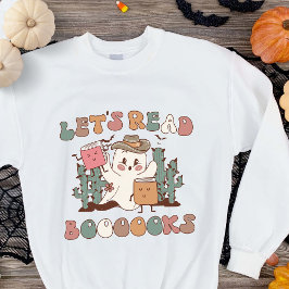 Retro Halloween Book Western Boo Ghost Lehrer Sweatshirt