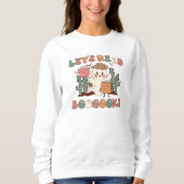 Retro Halloween Book Western Boo Ghost Lehrer Sweatshirt (Vorderseite)