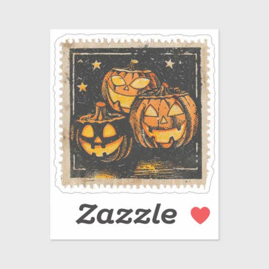 Retro Halloween Briefmarke Spooky Jahreszeit Aufkleber (Blatt)