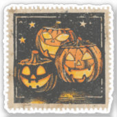 Retro Halloween Briefmarke Spooky Jahreszeit Aufkleber (Vorderseite)