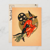 Retro Halloween Broom Hexenkarte Postkarte (Vorne/Hinten)