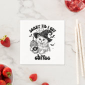 Retro Halloween Cat Kaffee Beängstigend, bis ich K Serviette (Beispiel)