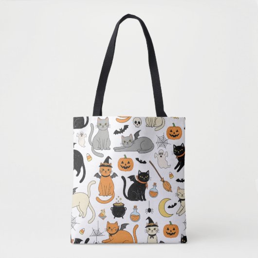 Retro Halloween Cat Lover's Trick oder Leckerei Tasche (Vorderseite)