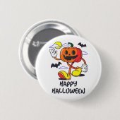 Retro Halloween Comic Pumpkin Illustration Button (Vorne & Hinten)