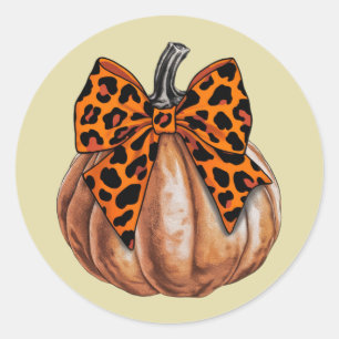 Retro Halloween Coquette Bow Pumpkin Spooky Fall Runder Aufkleber