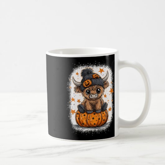 Retro Halloween Cow Pumpkin Fall Cow Erntedank Kaffeetasse (Rechts)