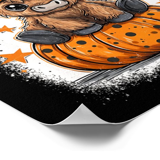 Retro Halloween Cow Pumpkin Fall Cow Erntedank Poster (Ecke)