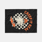 Retro Halloween Creep It Real Ghost Boy Fall Seaso Fleecedecke (Vorderseite (Horizontal))