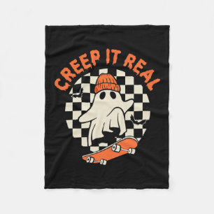 Retro Halloween Creep It Real Ghost Boy Fall Seaso Fleecedecke