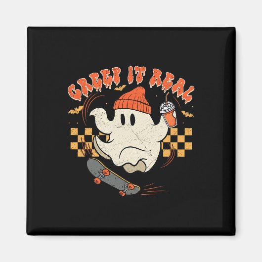 Retro Halloween Creep It Real Ghost Boy Fall Seaso Magnet (Vorne)