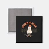 Retro Halloween Creep it real Ghost Boy Fall Seaso Magnet (Vorderseite/Rückseite)