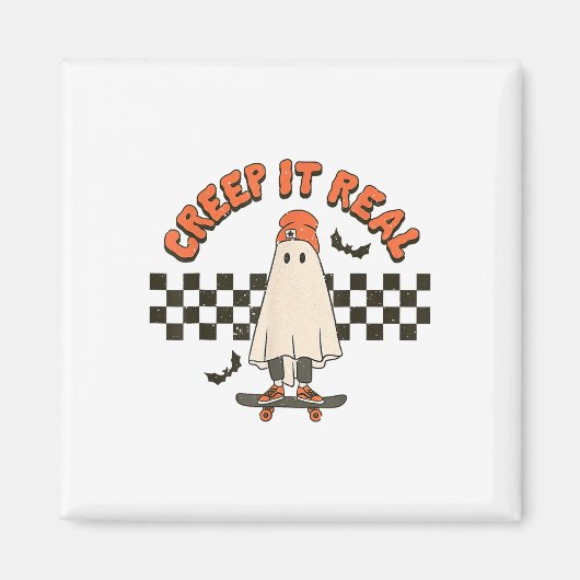 Retro Halloween Creep It Real Ghost Boy Fall Seaso Magnet (Vorne)
