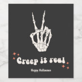 Retro Halloween Creep it Real Skeleton Weinetikett (Einzelnes Label)