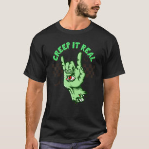 Retro Halloween Creep It Real Vintage Hand Hallowe T-Shirt