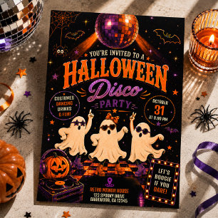Retro-Halloween-Disco-Kostenparty Einladung