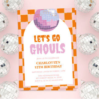 Retro Halloween Disco zum Geburtstag Einladung