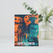 Retro Halloween Doppelexposition Postkarte (Stehend Vorderseite)