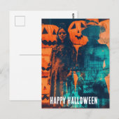 Retro Halloween Doppelexposition Postkarte (Vorne/Hinten)