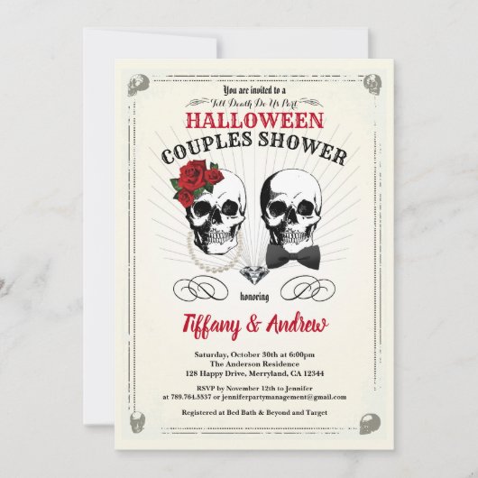 Retro Halloween Dusche Einladung (Vorderseite)