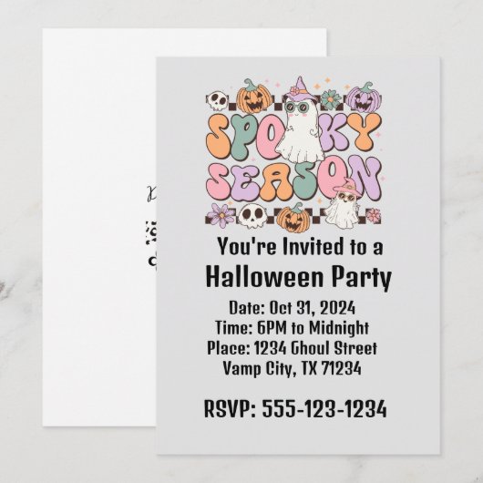 Retro Halloween Einladung (Vorne/Hinten)