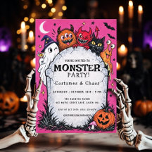 Retro-Halloween-Einladung zur Monsterparty