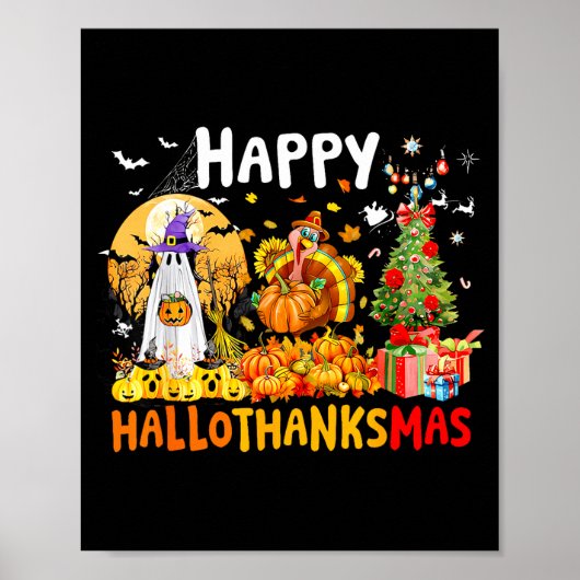 Retro Halloween Erntedankfest Weihnachten Froh Hal Poster (Vorne)