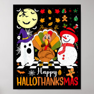 Retro Halloween Erntedankfest Weihnachten Frohes H Poster