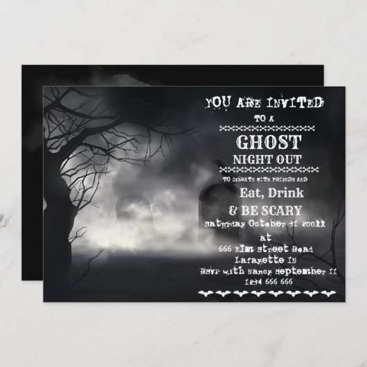 Retro Halloween Erwachsene Party Einladung (Vorne/Hinten)