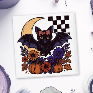 Retro-Halloween-Fledermaus mit Mond-Gothic-Ästheti Magnet
