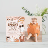 Retro Halloween Foto Einladung (Stehend Vorderseite)
