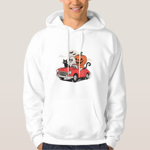 Retro-Halloween-Geist fährt rotes Auto Hoodie