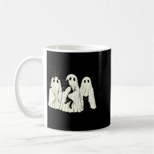 Retro-Halloween-Geist mit schwarzer Katzenkostüm Kaffeetasse