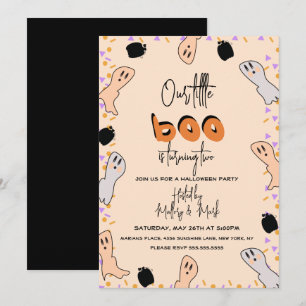 Retro Halloween-Geist Unser Kleiner Boo Konfetti Einladung