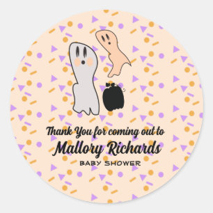 Retro Halloween-Geist Unsere kleine Boo-Baby-Party Runder Aufkleber