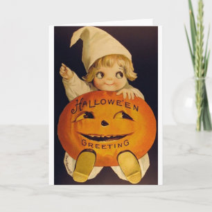 Retro-Halloween-Geister-Mädchen-Grußkarte Karte