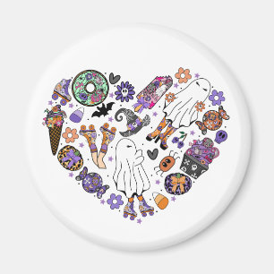Retro-Halloween-Geister mit Rollschuhen Magnet