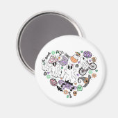 Retro Halloween Geister und Kürbisherzen Magnet (Vorderseite/Rückseite)