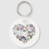 Retro Halloween Geister und Kürbisherzen Schlüsselanhänger (Rückseite)